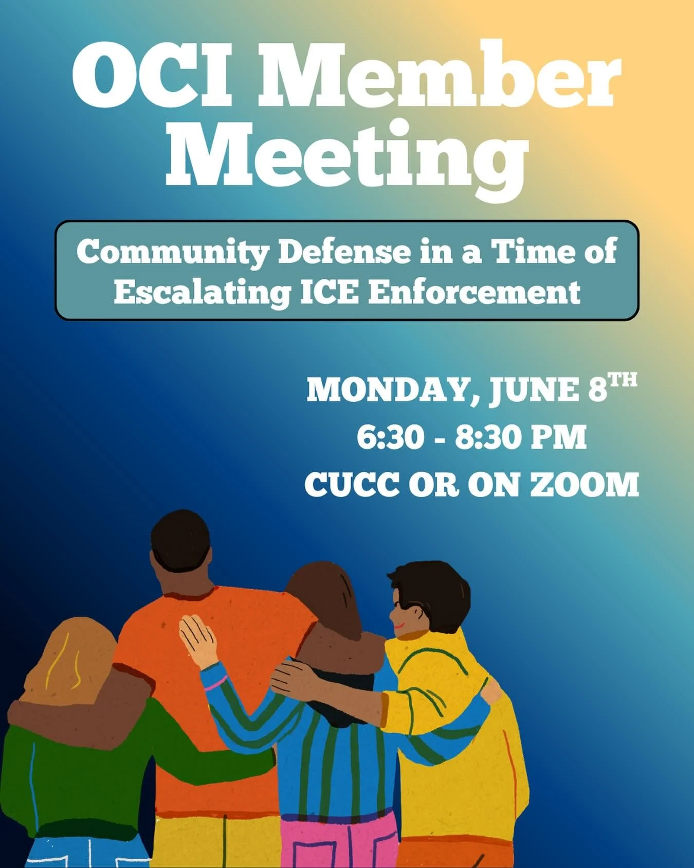 Join @orchardcityindivisible for our June Member Meeting on Monday, June 8th at 6:30 PM! We will be focusing on fighting back against ICE in our communities!