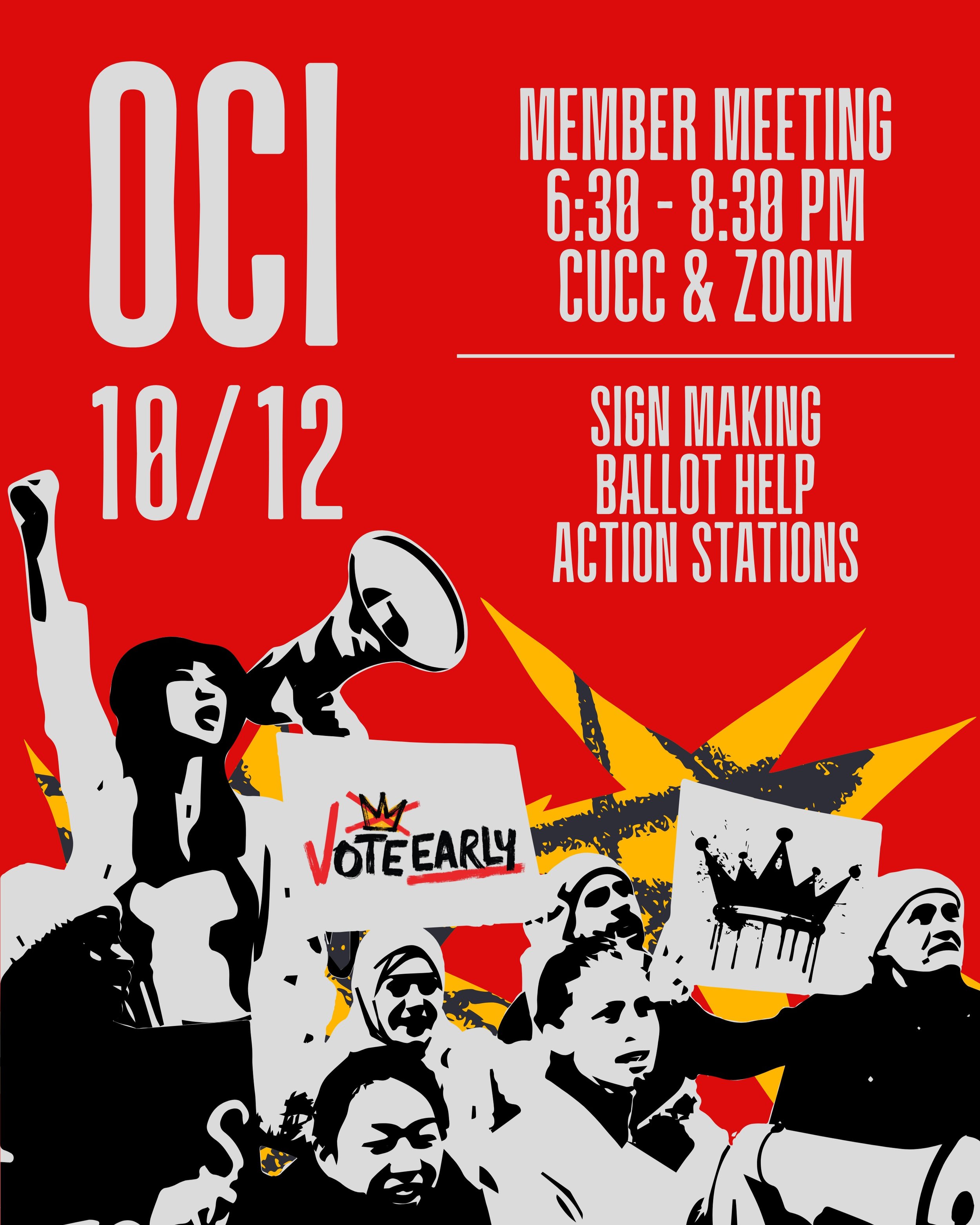 🗳️ The countdown is on!
Join OCI and @southbayswingleft for our October member meeting on Monday, October 12 as we get ready for the final weeks before the election.

We&rsquo;ll be preparing for our Ballot Box Brigade and No Kings, helping folks wi