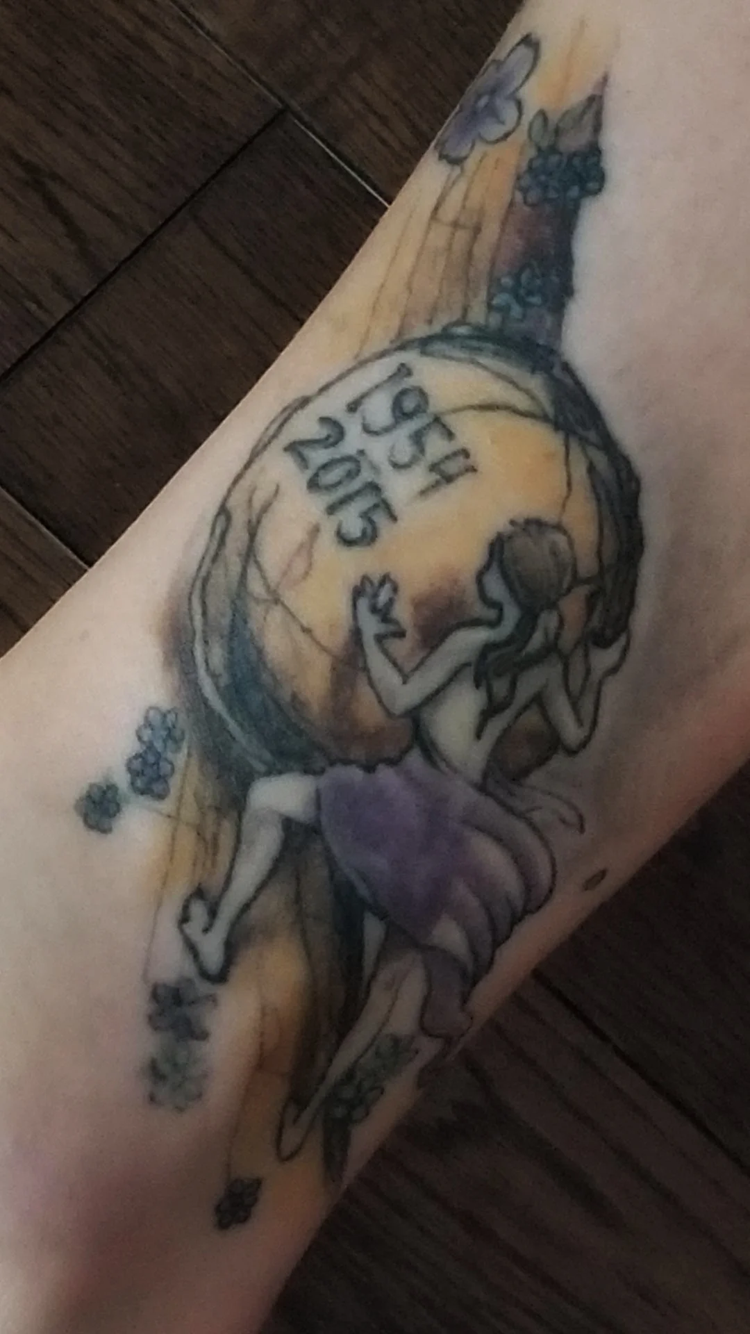 Incase there was any doubt in my attachment to the fable, I had the girl pushing the boulder up a hill tattooed as a memorial piece after my father passed.