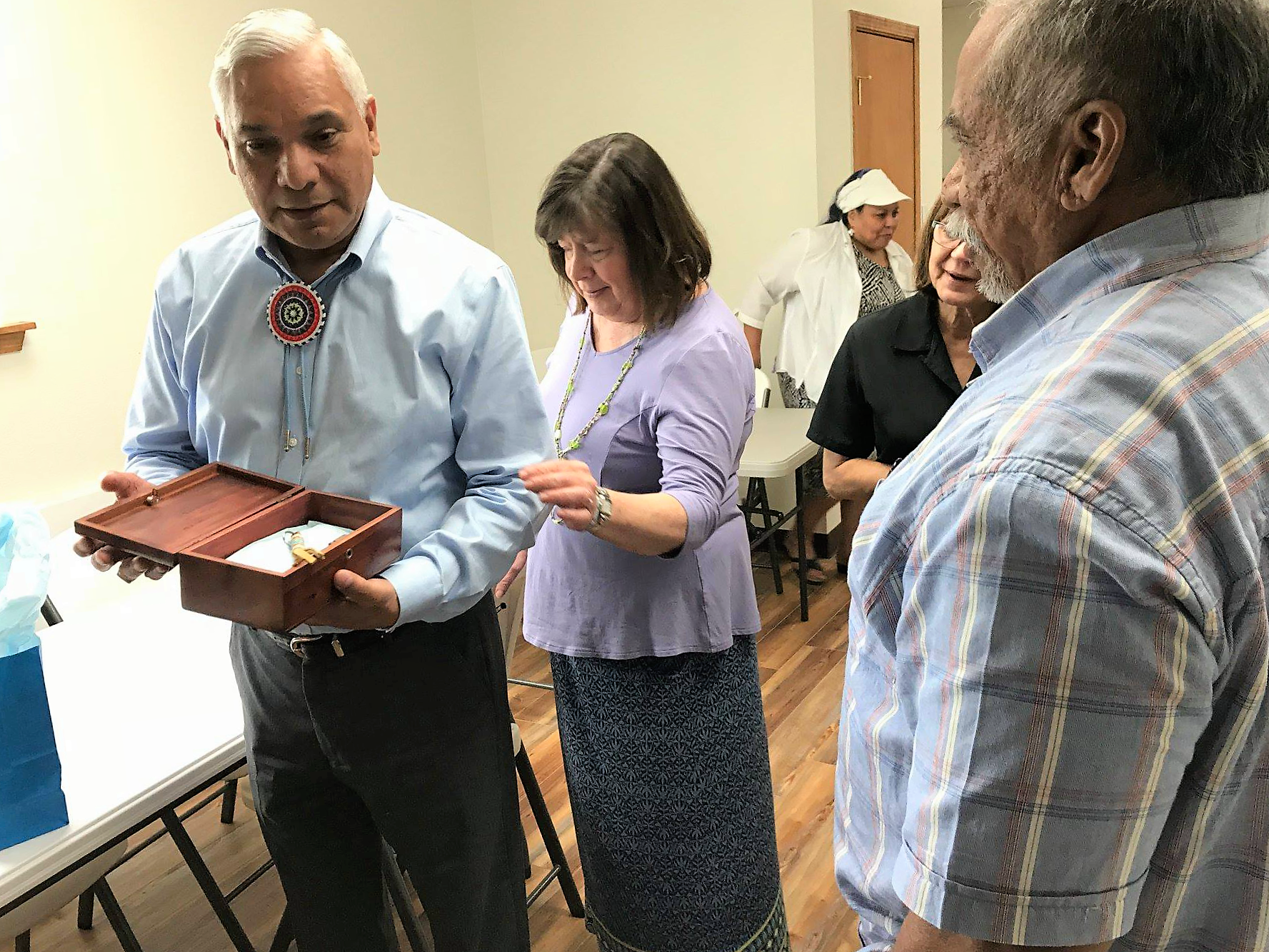 A special gift was presented to the Principle Chief of the Muscogee (Creek) Nation, James Floyed by Native Stone.