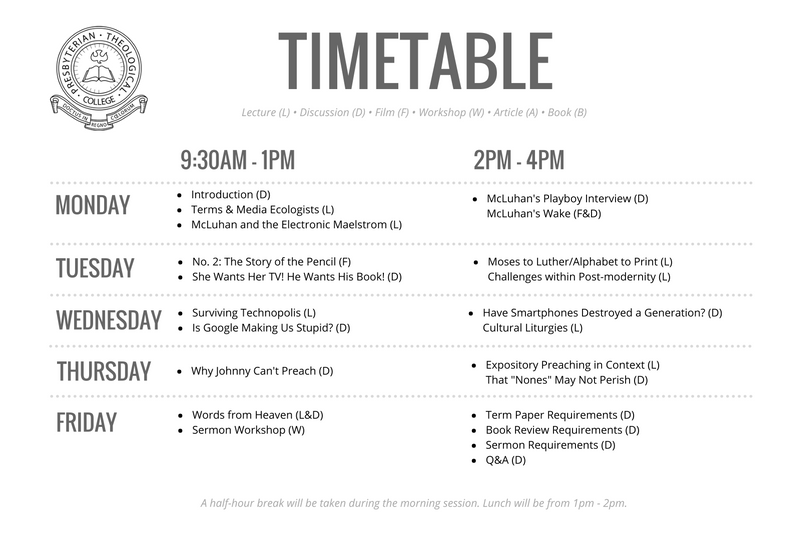 MA Intensive timetable