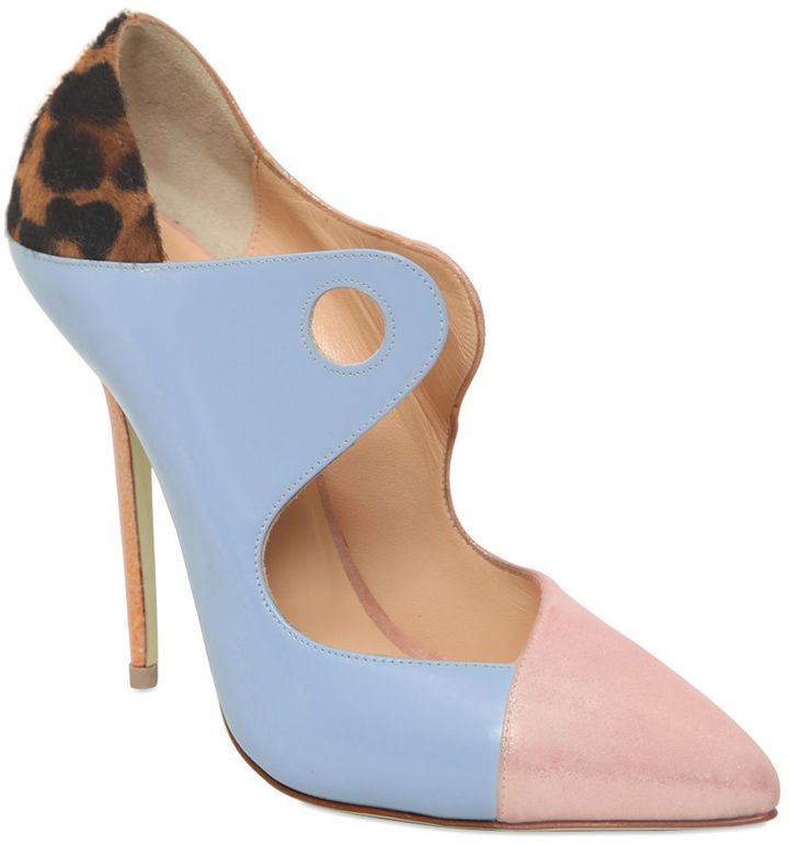 GIANNICO GLITTERED SUEDE & LEATHER PUMPS