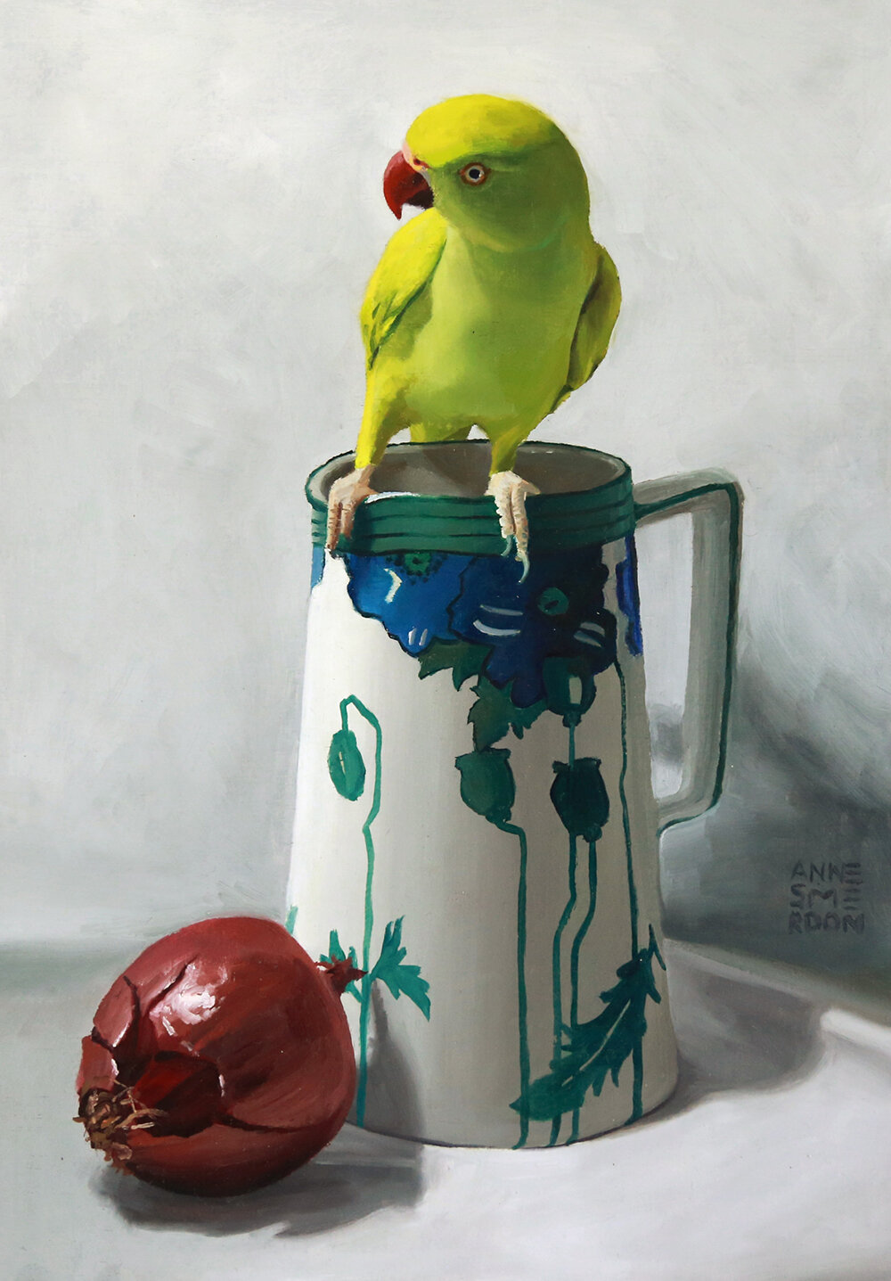 Schiele (adult female Indian Ringneck, Psittacula krameri manillensis)