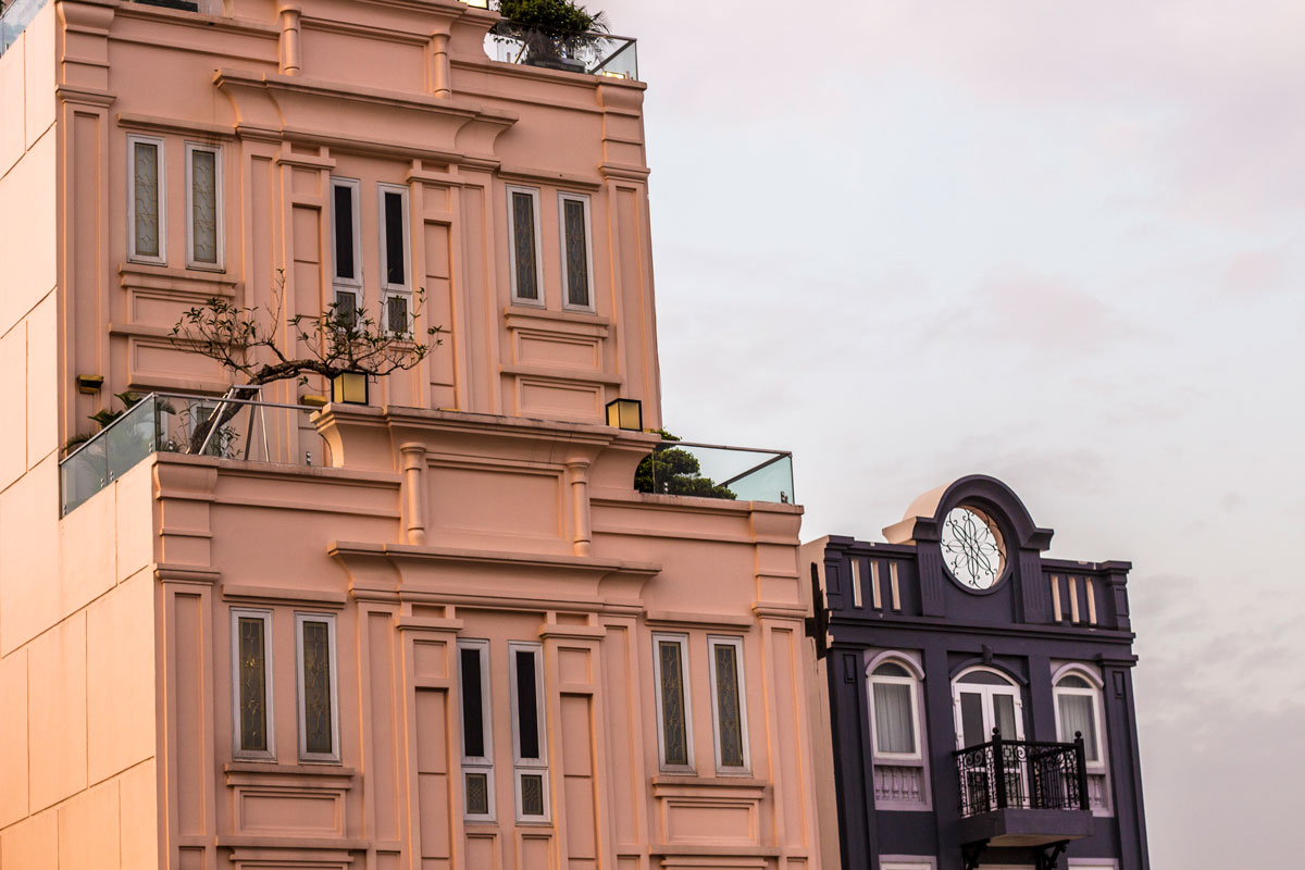 Colourful buildings in Hanoi