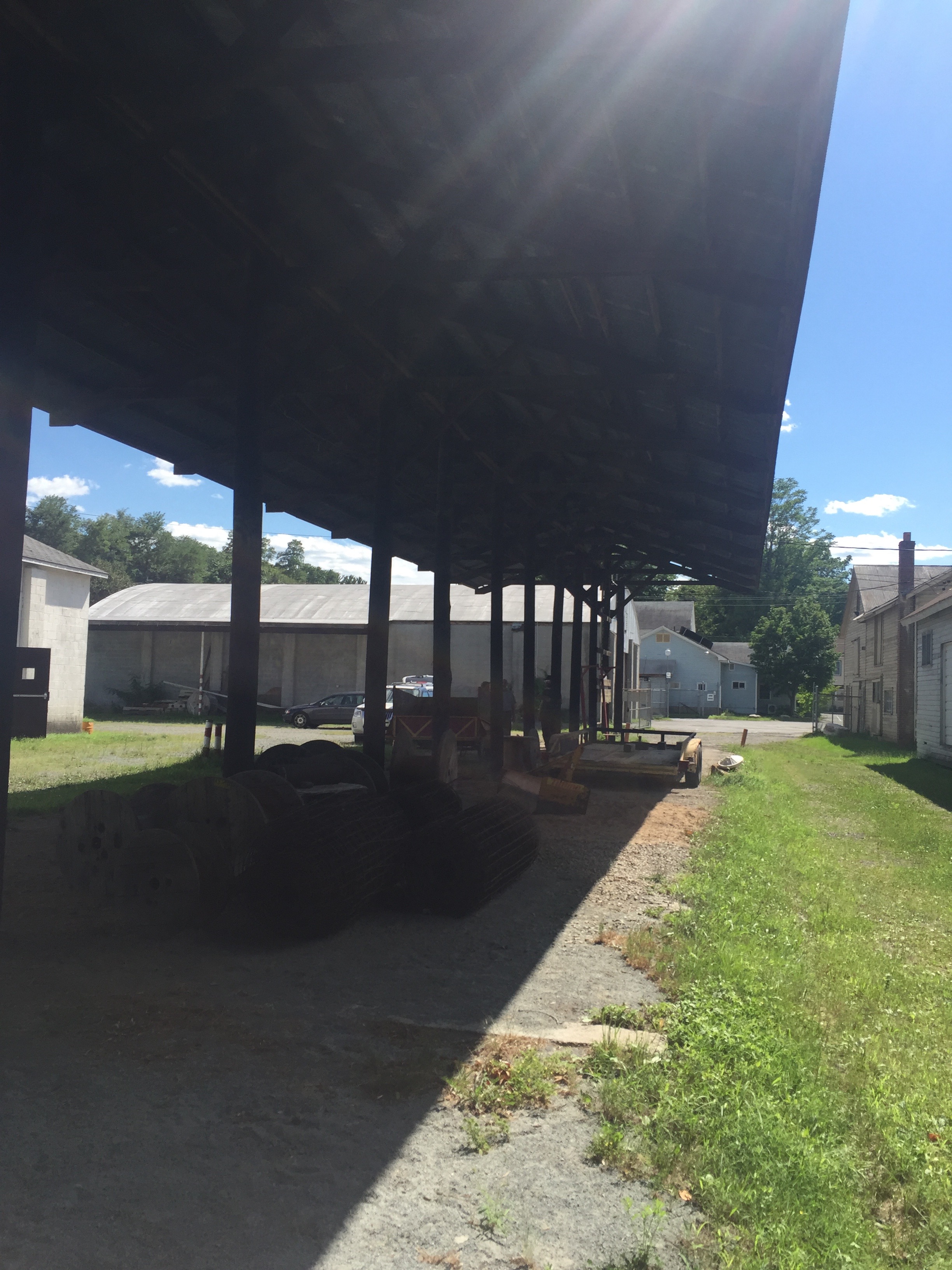Covered work area allows for working outside in varies weather conditions.