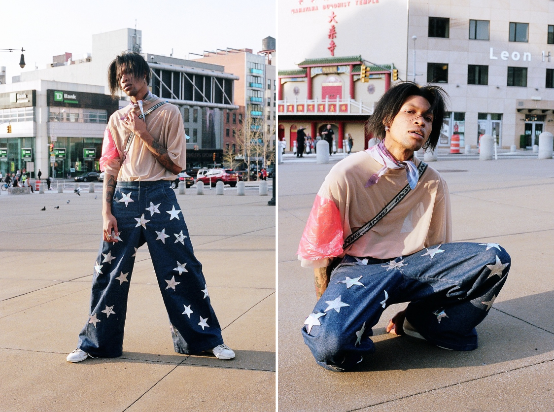 model: zeraj retalso stylist: raya sacco photographer: bobby banks top and scarf by Victoria Aguilar, pants by Adam Dalton Blake