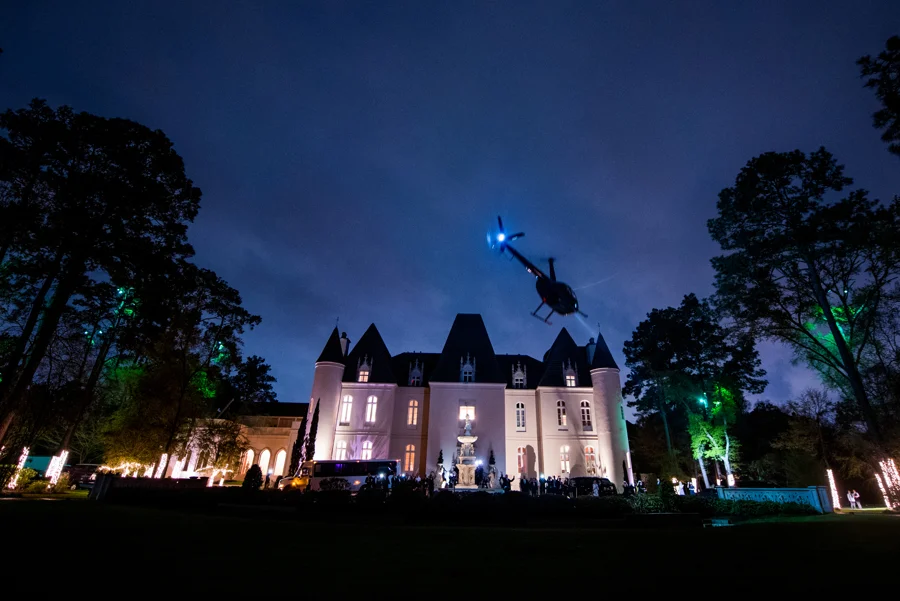 Yes, that is the bride & groom departing in a helicopter. #goals