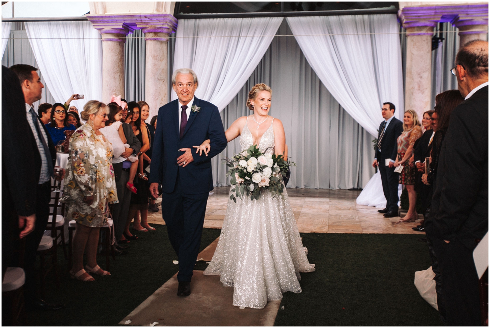  Bride walking down the aisle with her father 