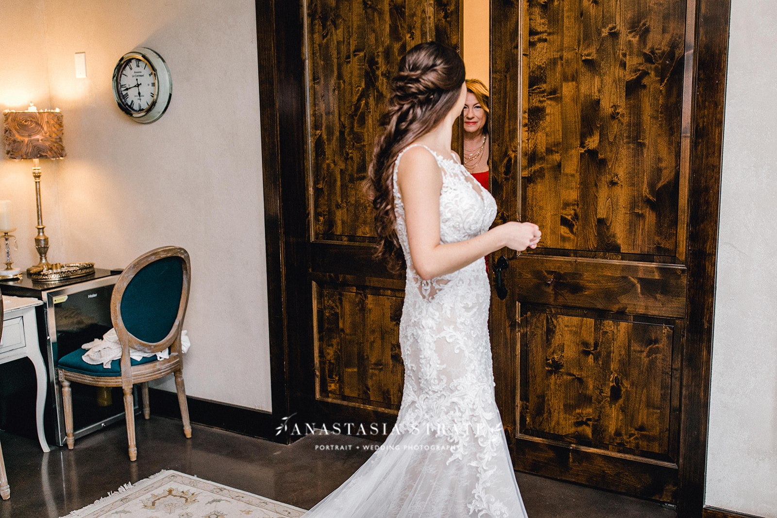 bride wearing her wedding dress