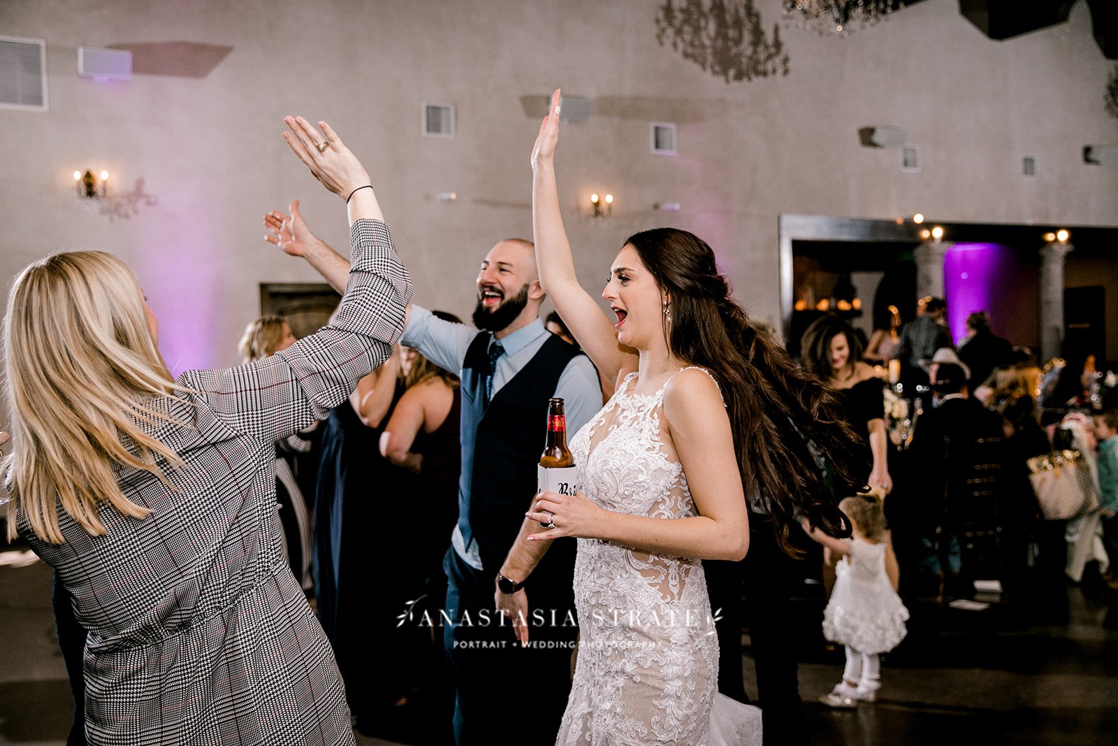  wedding guests having fun at the wedding 