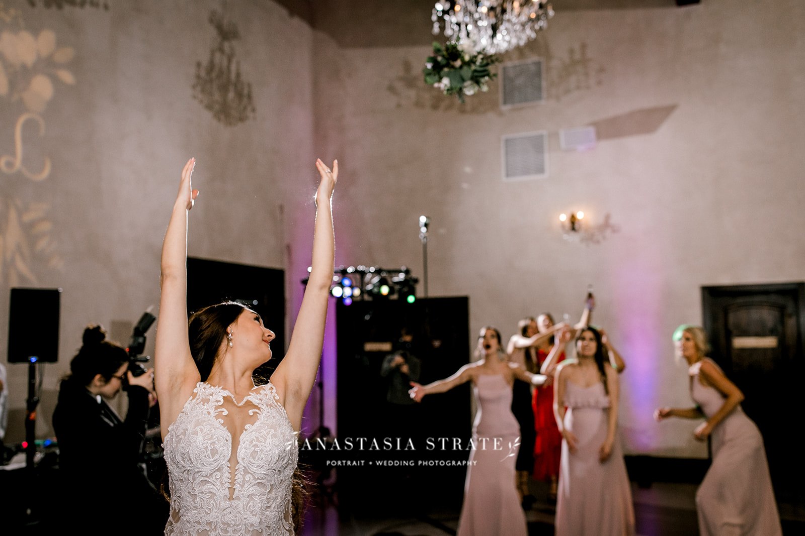  bride throwing the wedding bouquet 