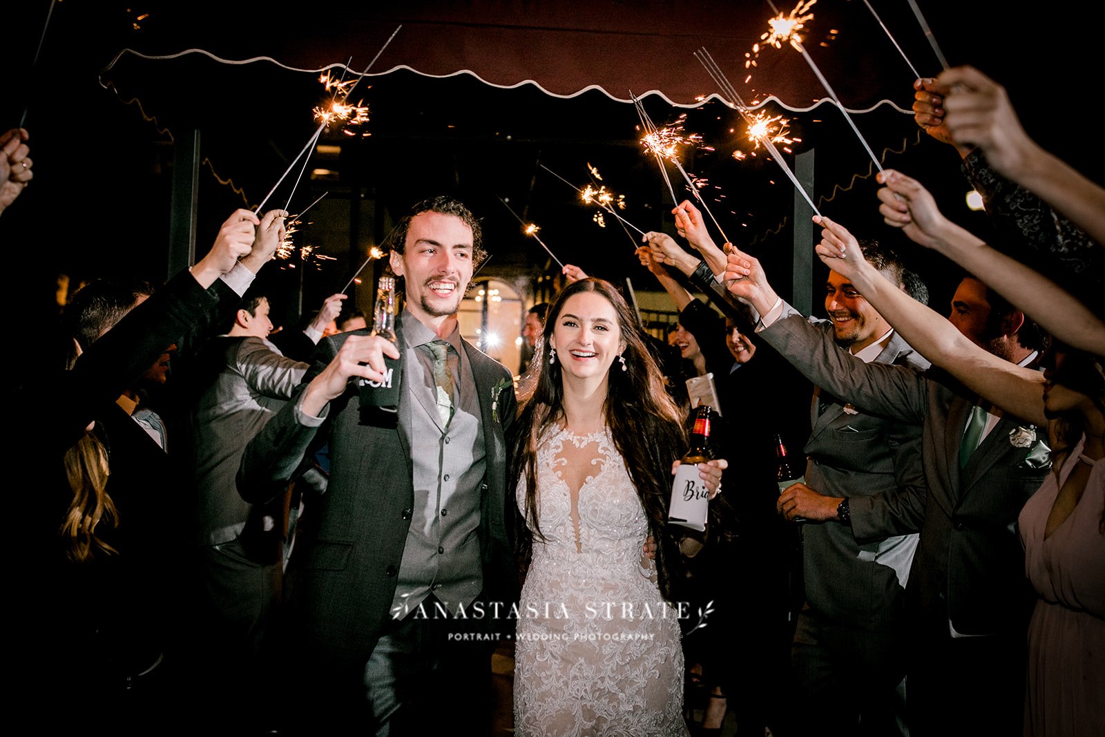 grand wedding exit with sparklers