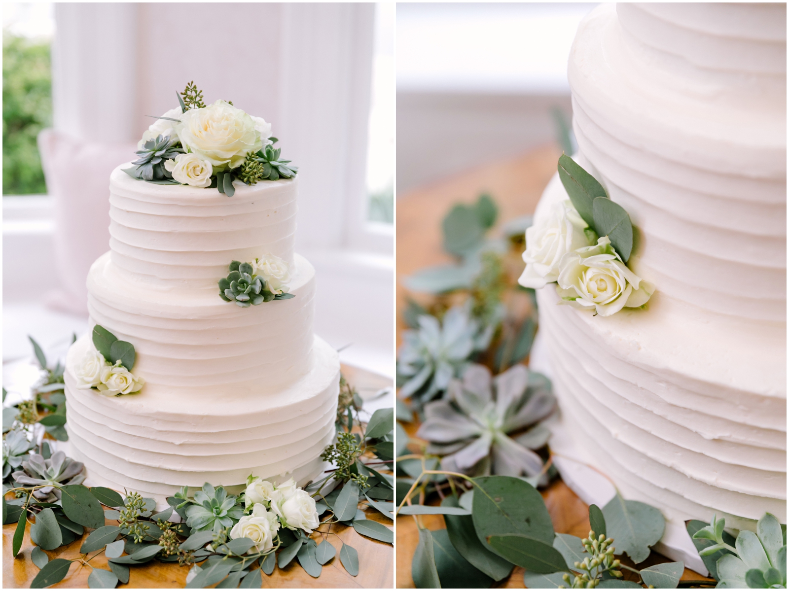  White and greenery wedding cake 