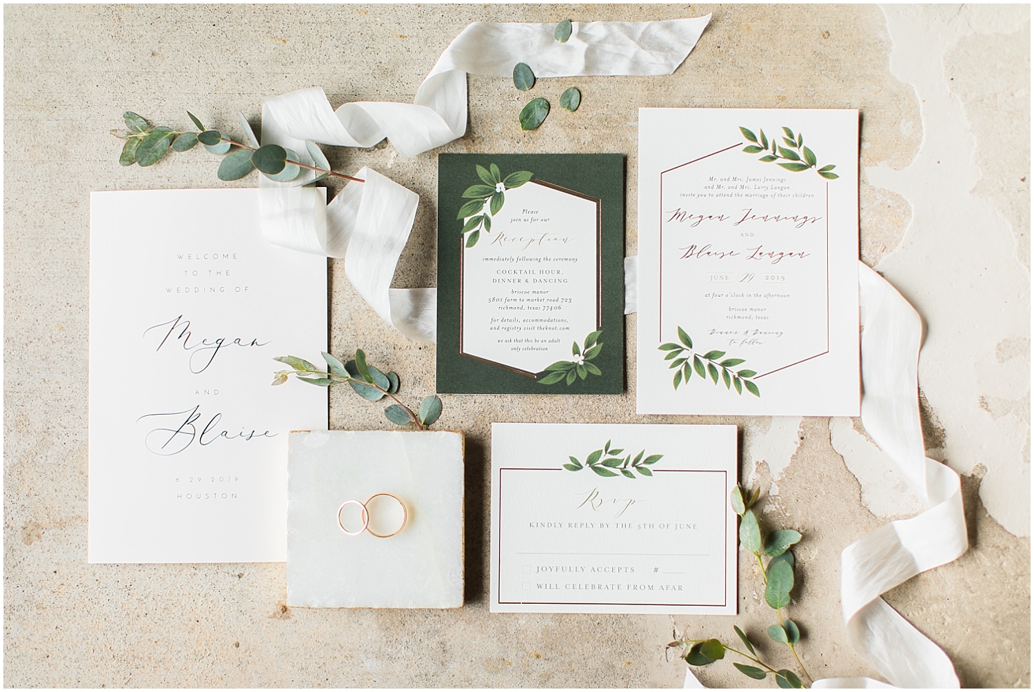  Elegant greenery wedding invitation 