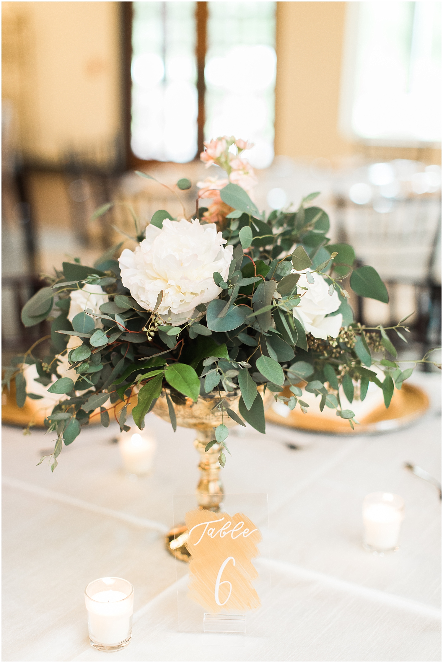 gold and floral centerpiece