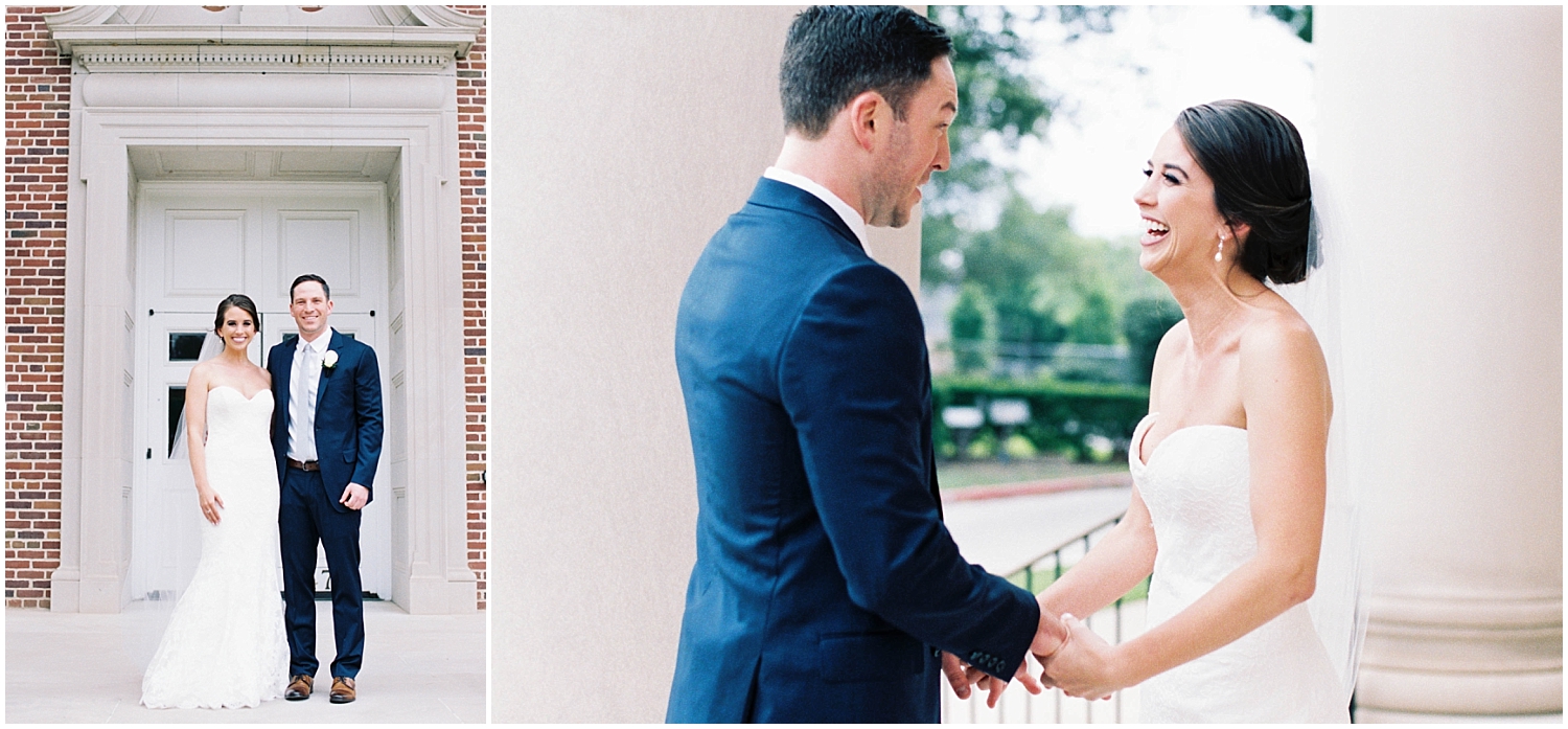 bride and groom’s first look in Houston Texas
