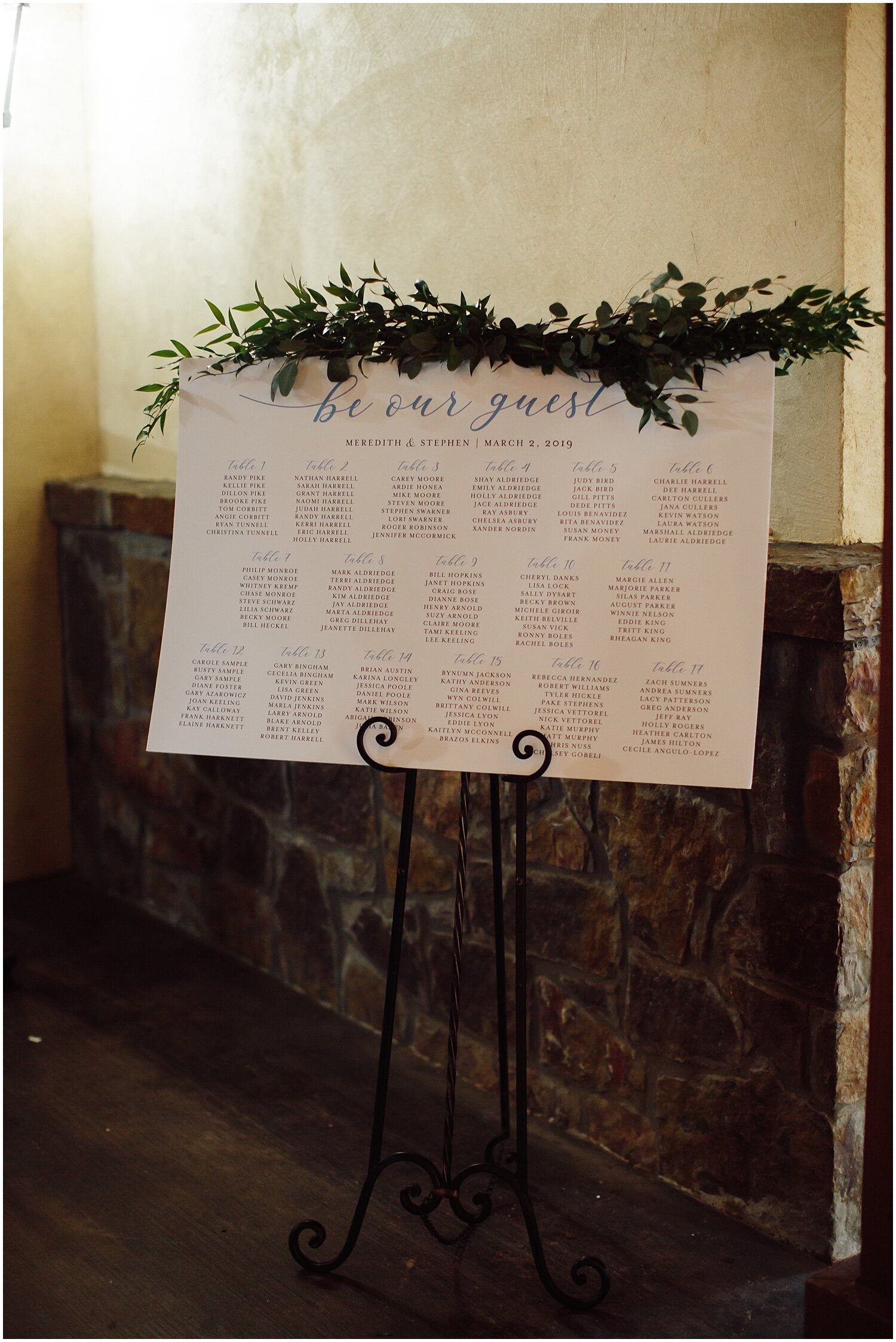  table seating chart for wedding reception 