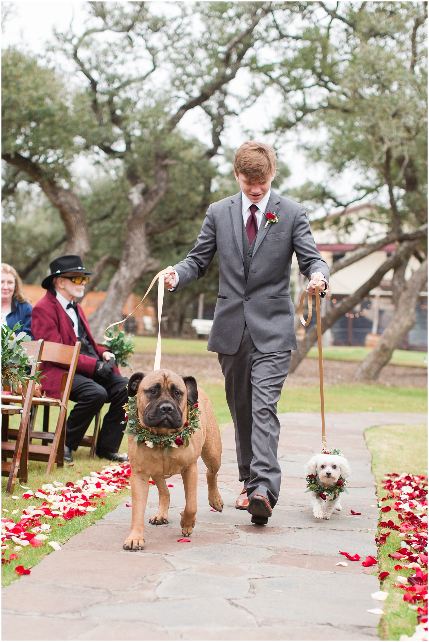  dogs walking down the aisle in Austin 