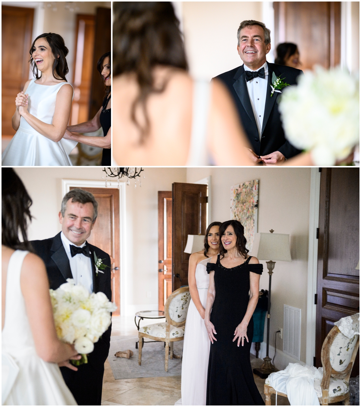  first look with the bride and her parents 