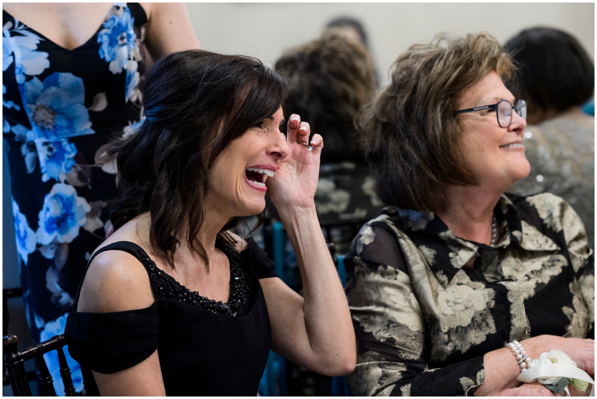  wedding guests crying as they see the bride for the first time 