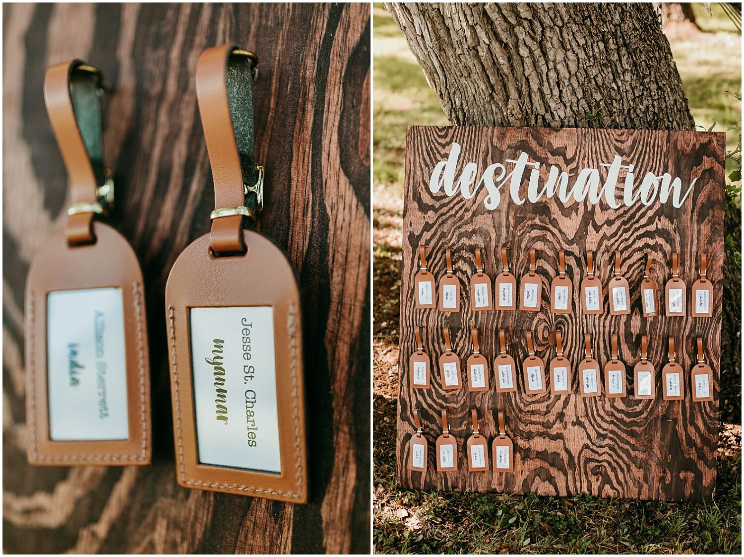  luggage tags used for seating chart names 