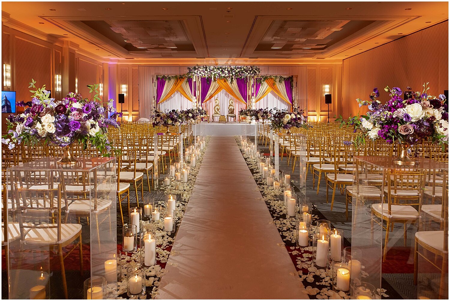  timeless wedding ceremony with candlelights in the aisle 