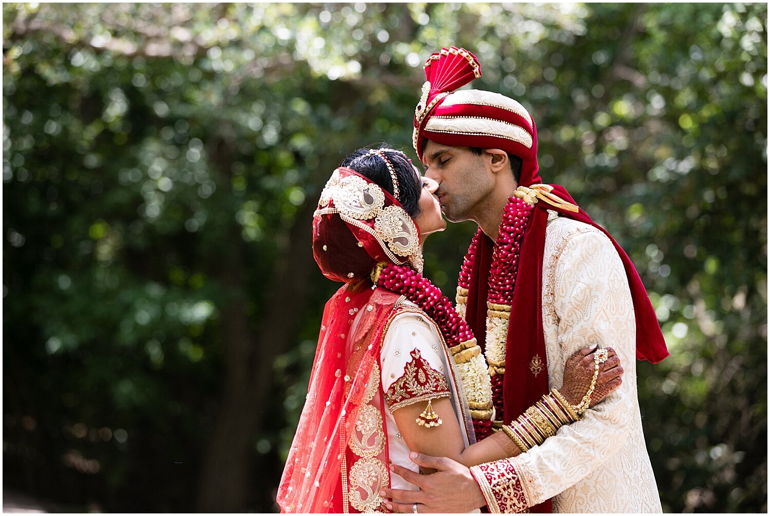  bride and groom kiss before the wedding 