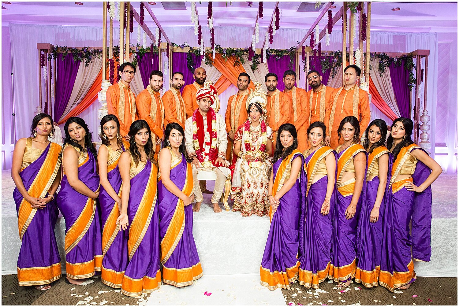  Bride and groom with the bridal party 