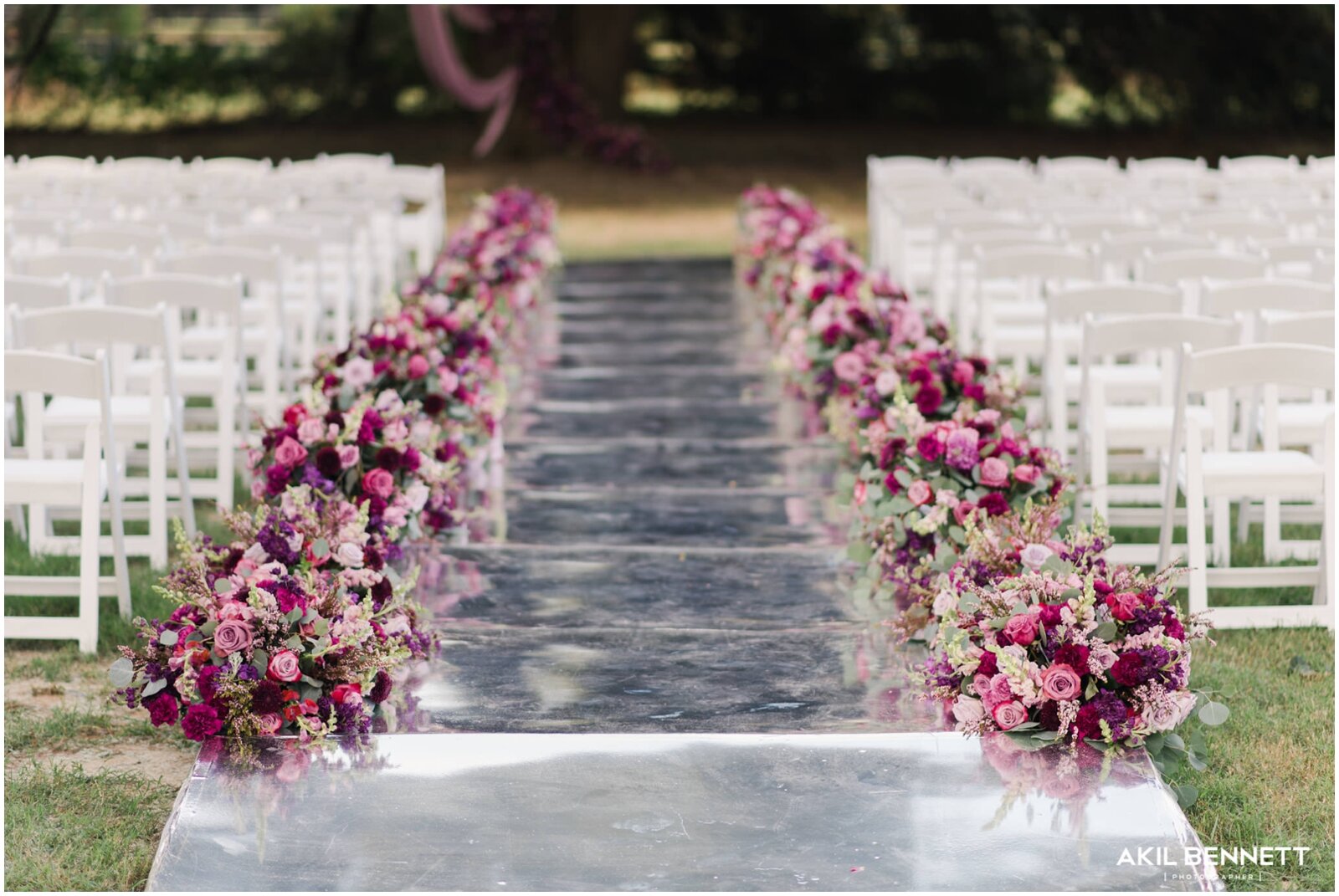  gorgeous aisle with pink floral decor 
