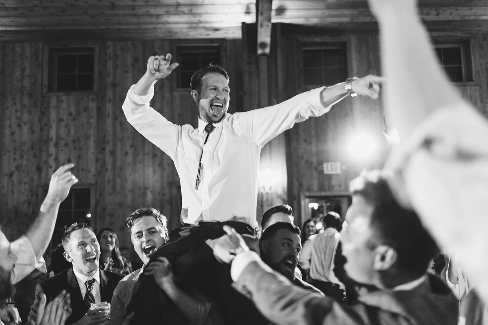  groom having a good time at the wedding 