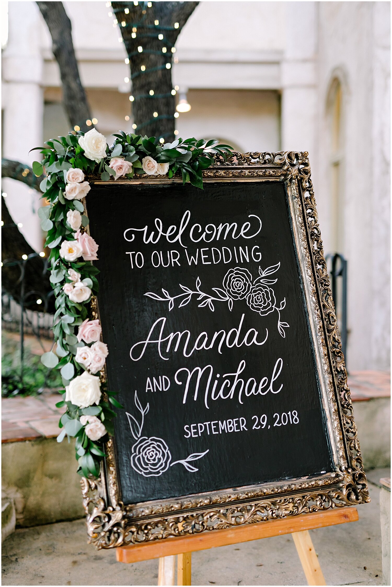  Framed welcome sign for the wedding 