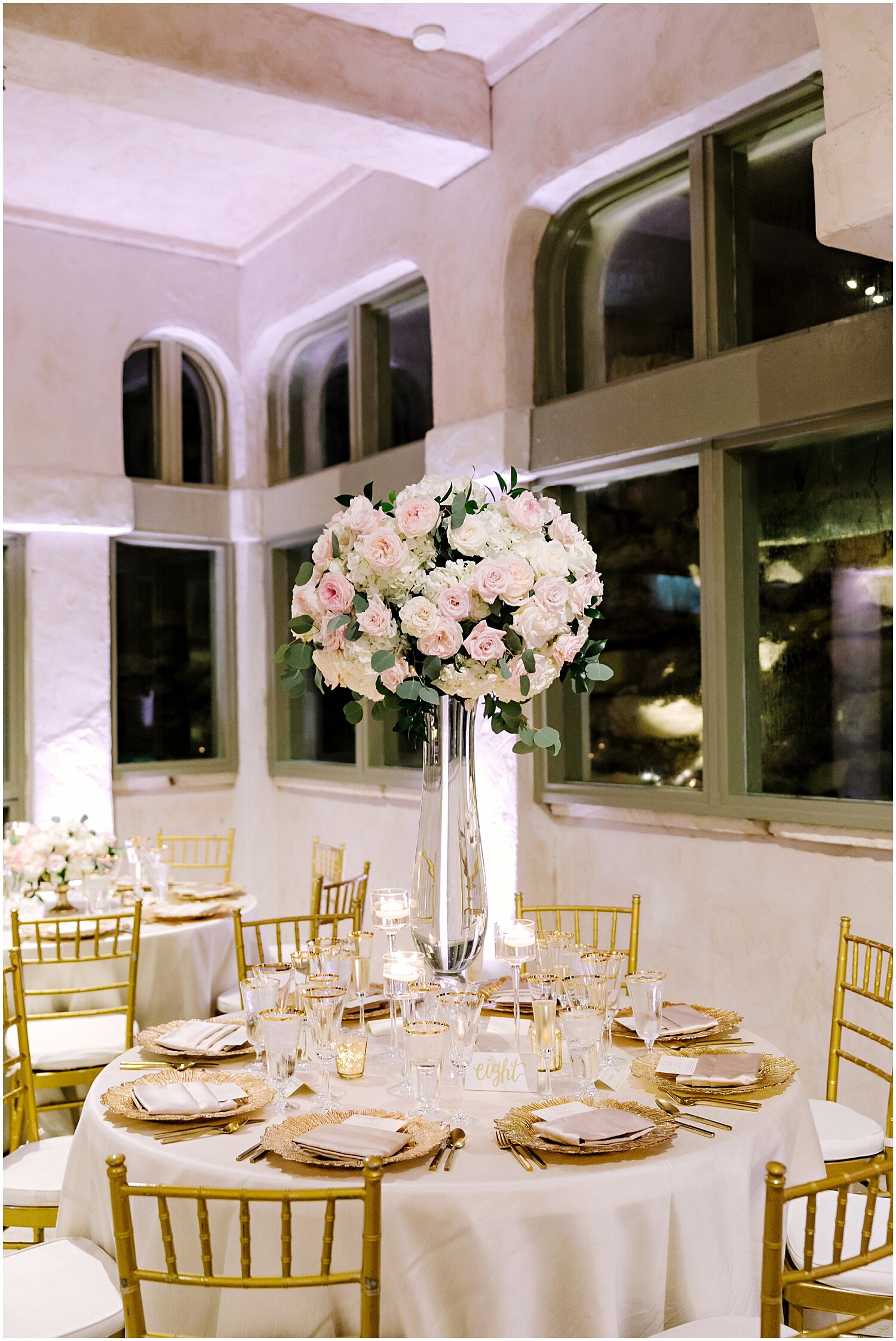  tall white and peach floral centerpiece 