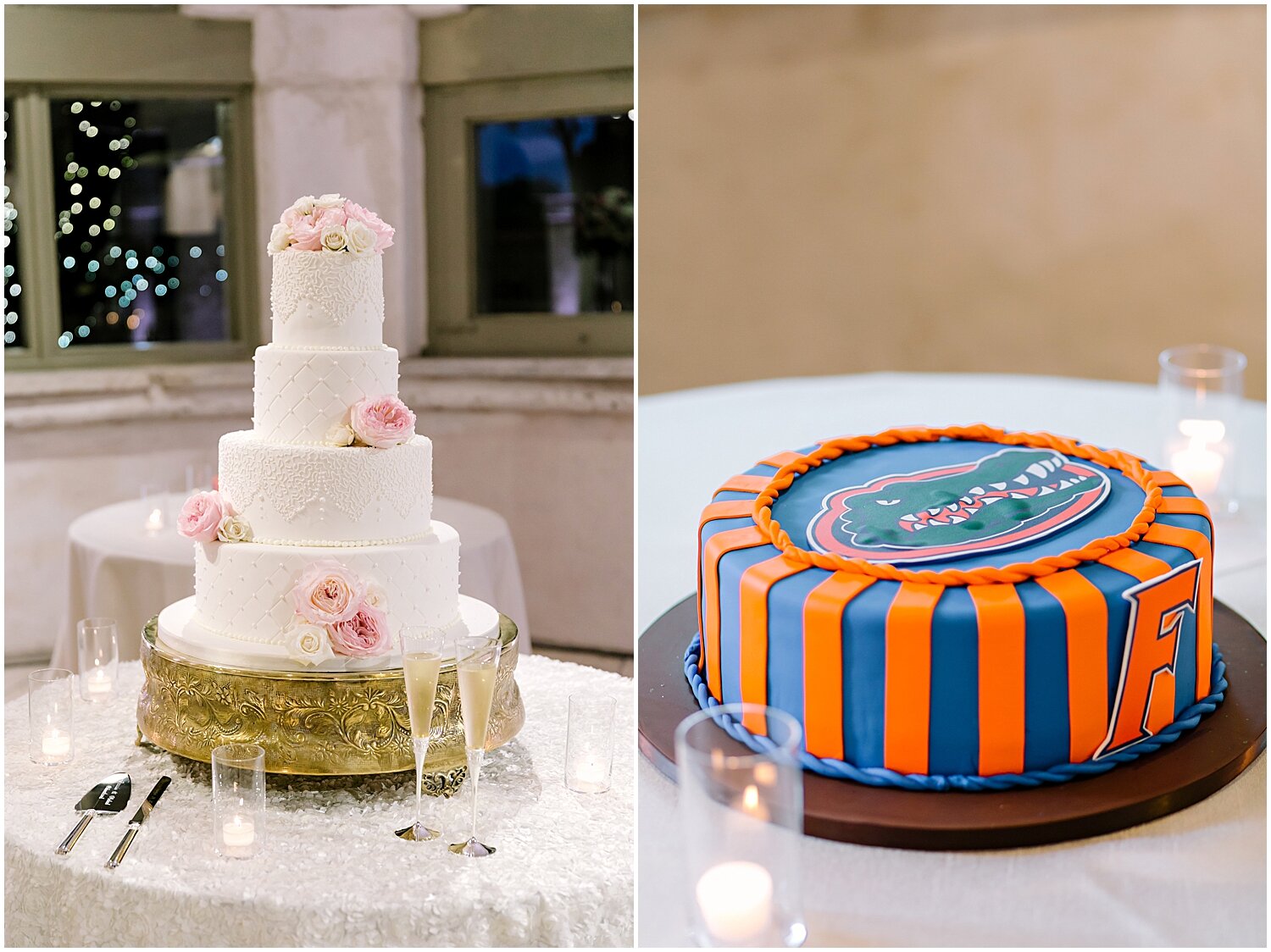  bride and groom’s wedding cake. Gators wedding cake for the groom 