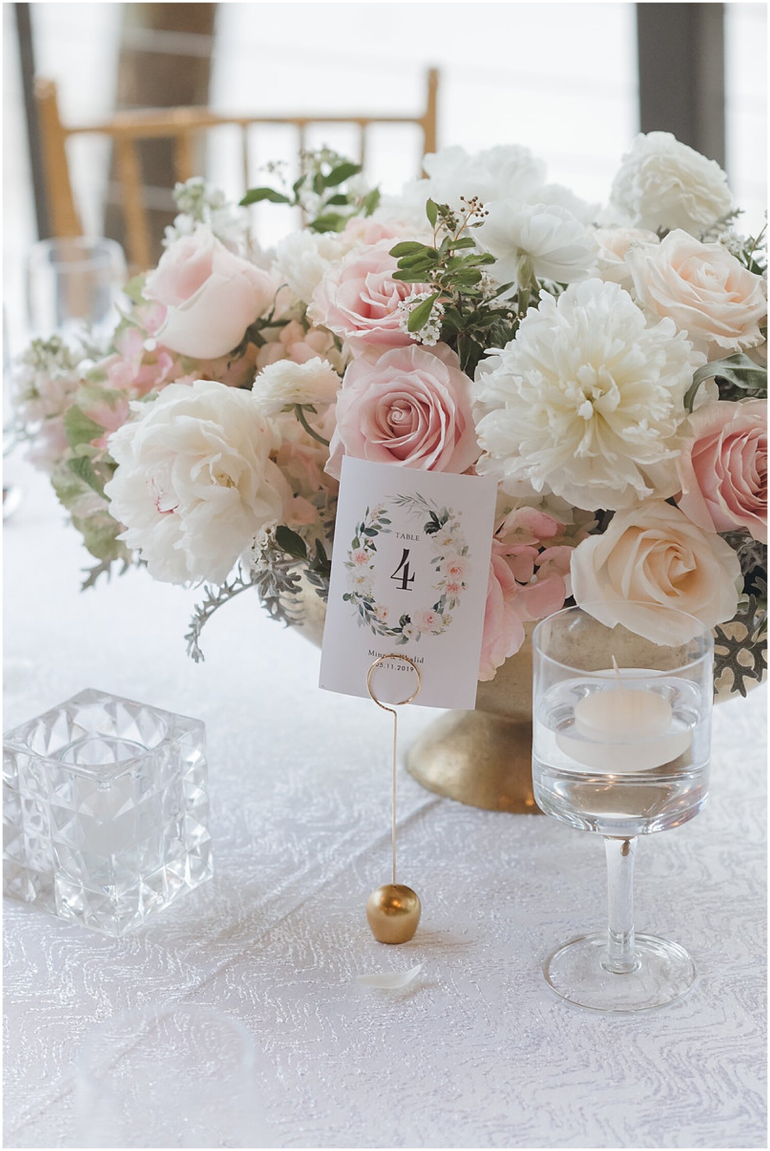  Peach and white floral centerpiece  