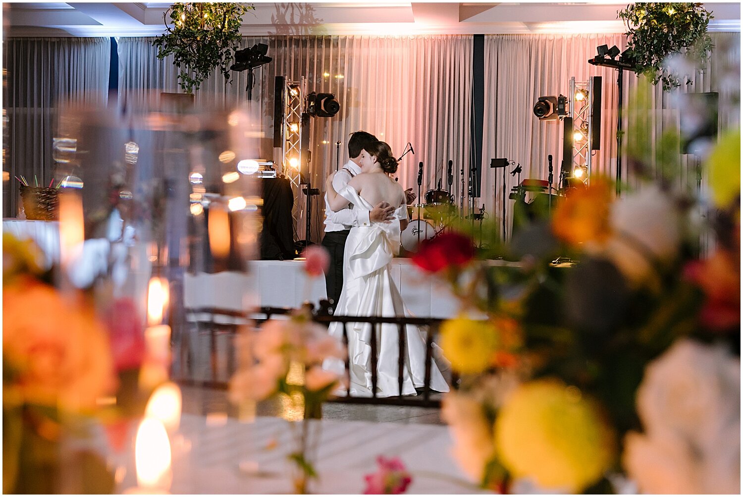  bride and groom dance alone at their wedding reception 