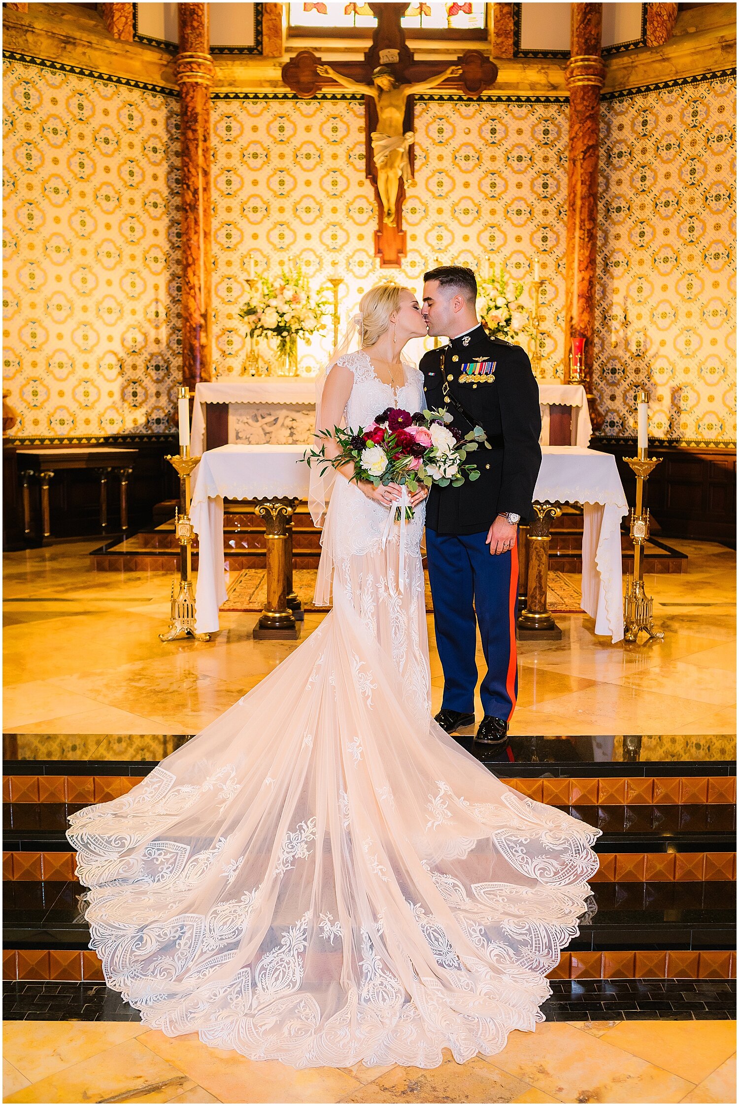  bride and groom at their wedding ceremony 