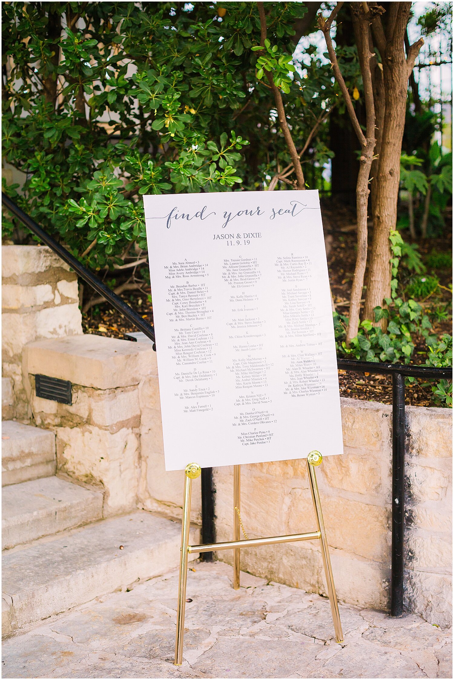  find your spot wedding chart 