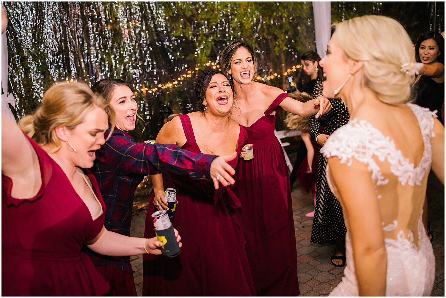  bridesmaids dancing with the bride 