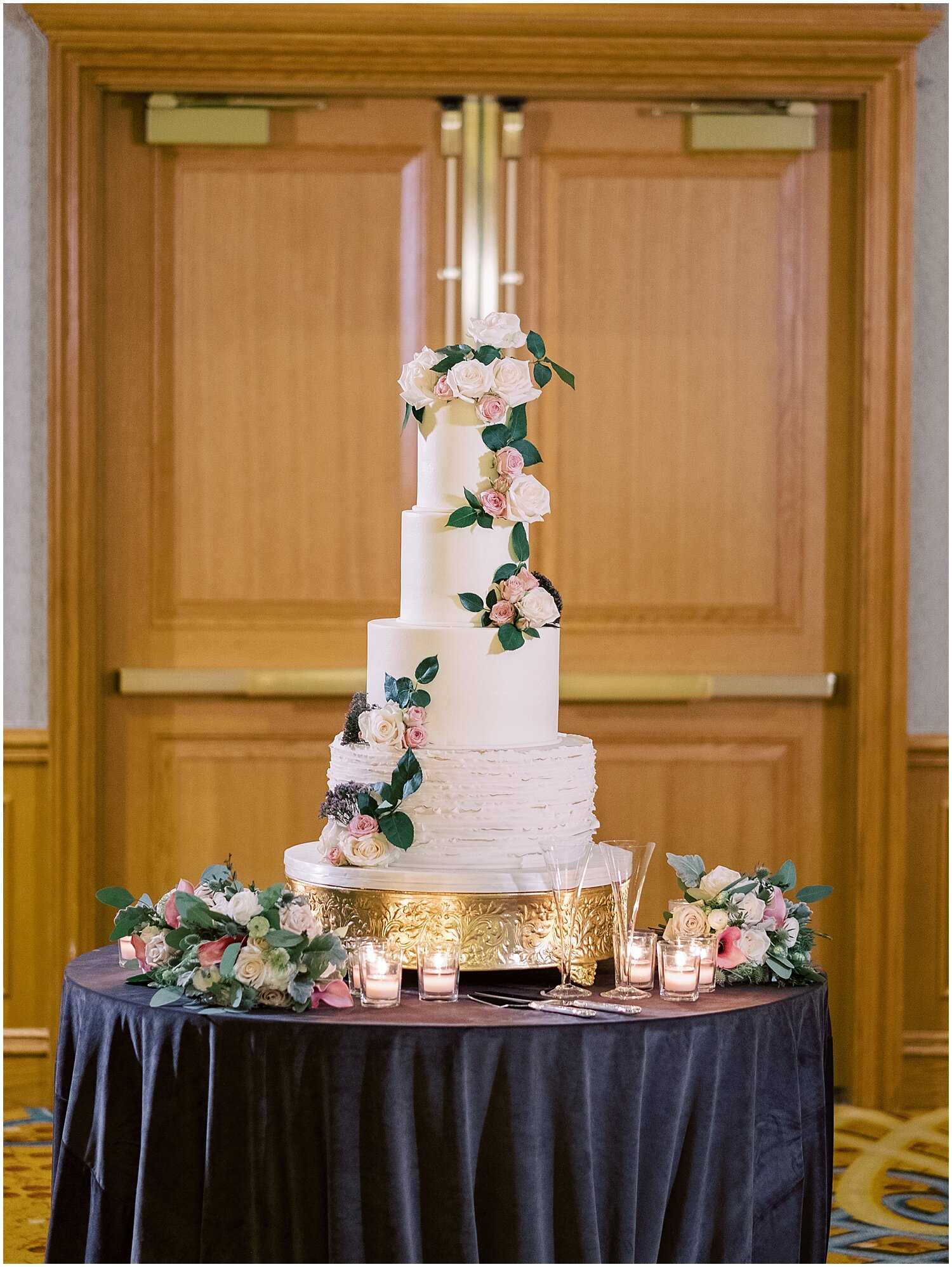  wedding cake with floral decor 