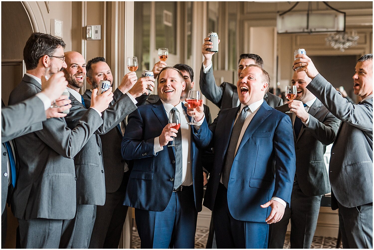  grooms making a toast before the wedding 