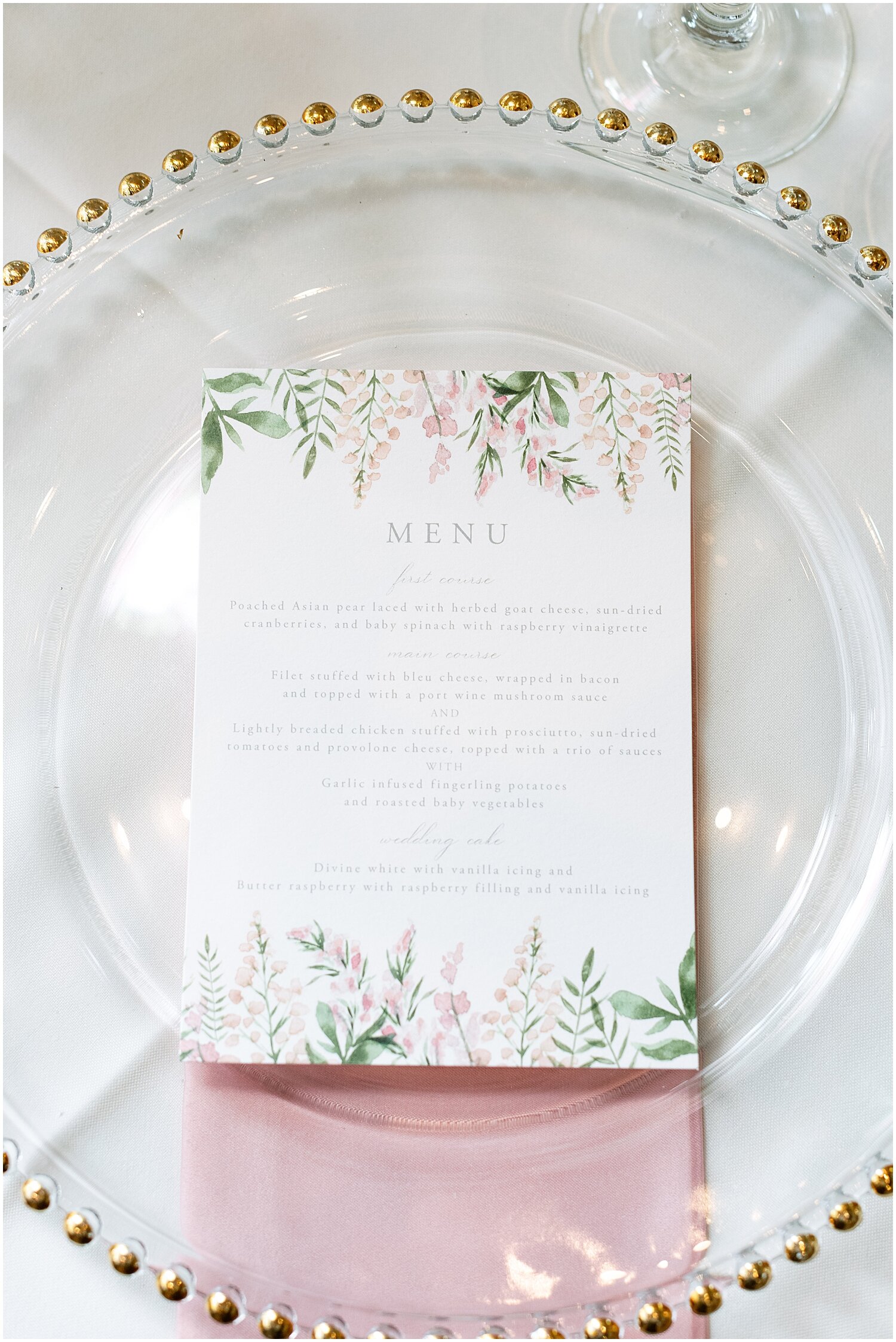  Menu for wedding reception  