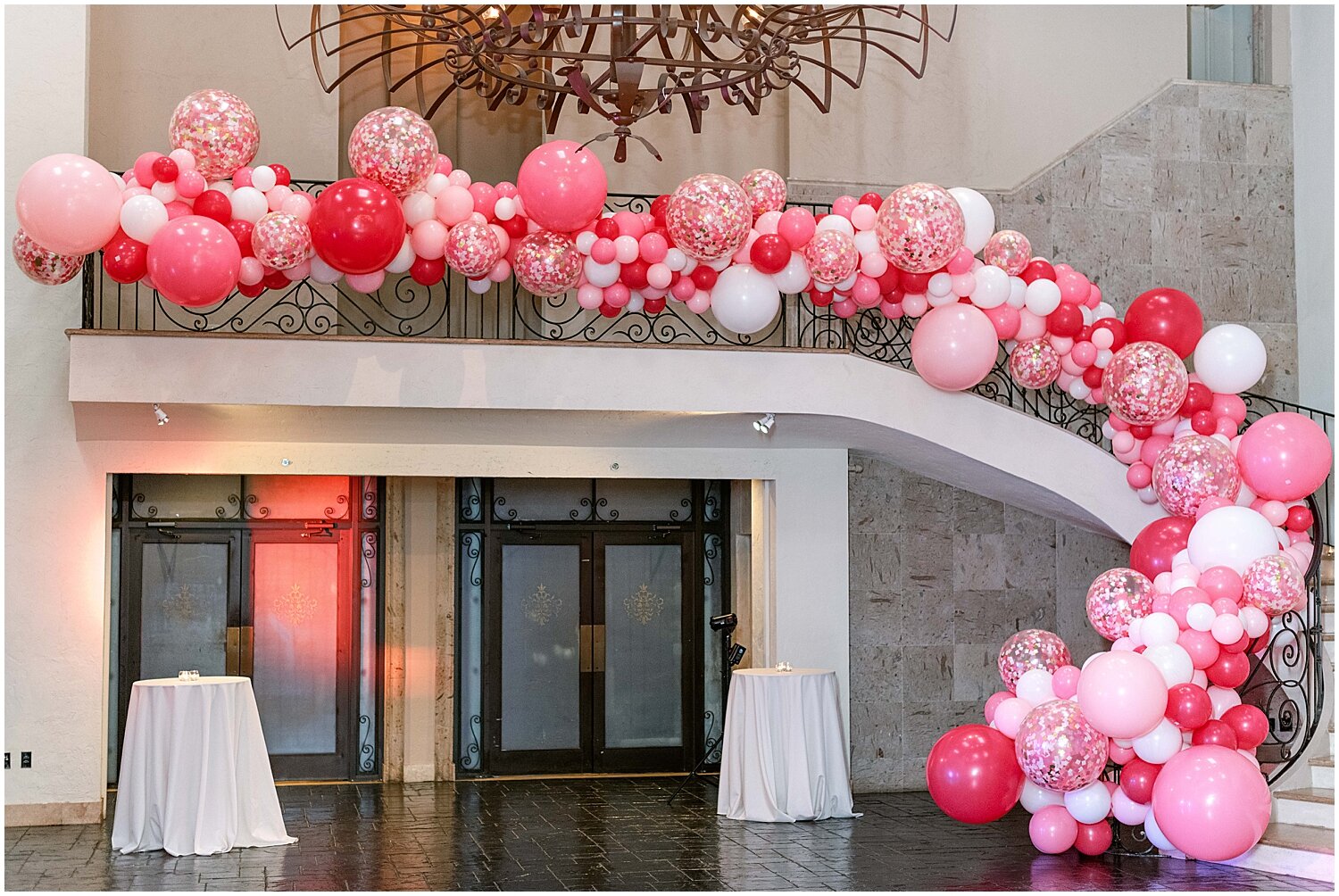  Pink and white balloon decor 