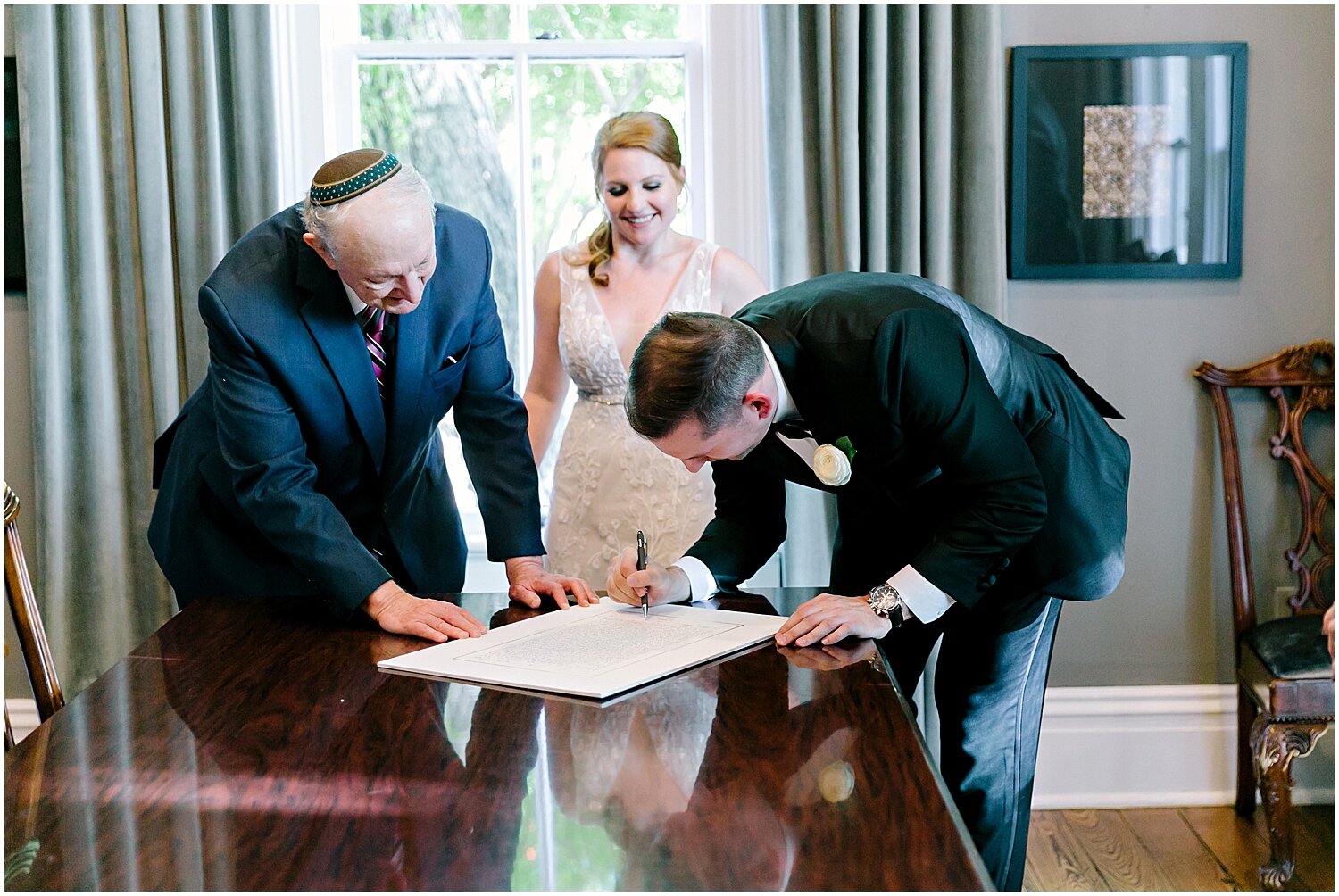  bride and groom’s Ketubah signing 