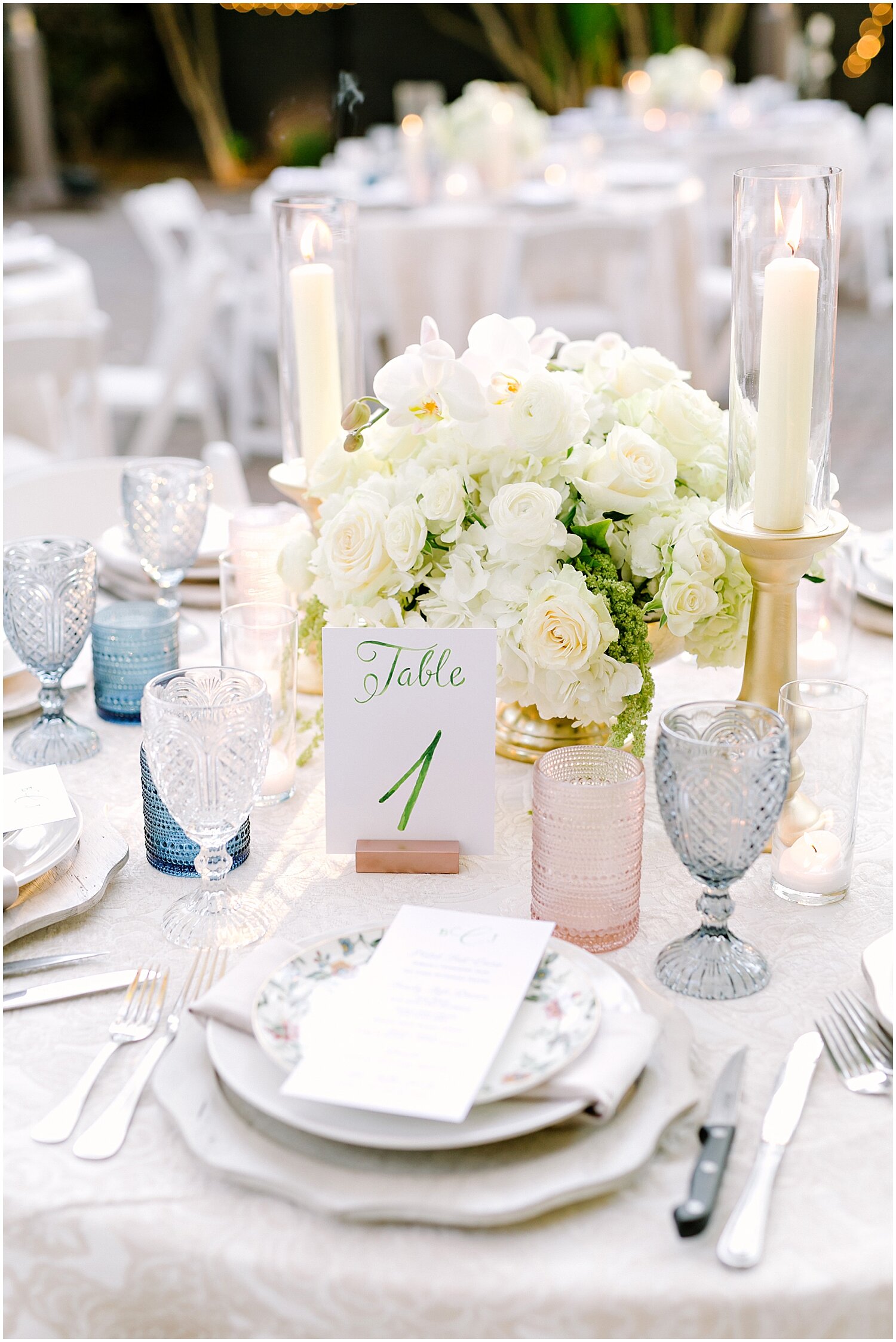  elegant tablescape and white floral centerpieces 
