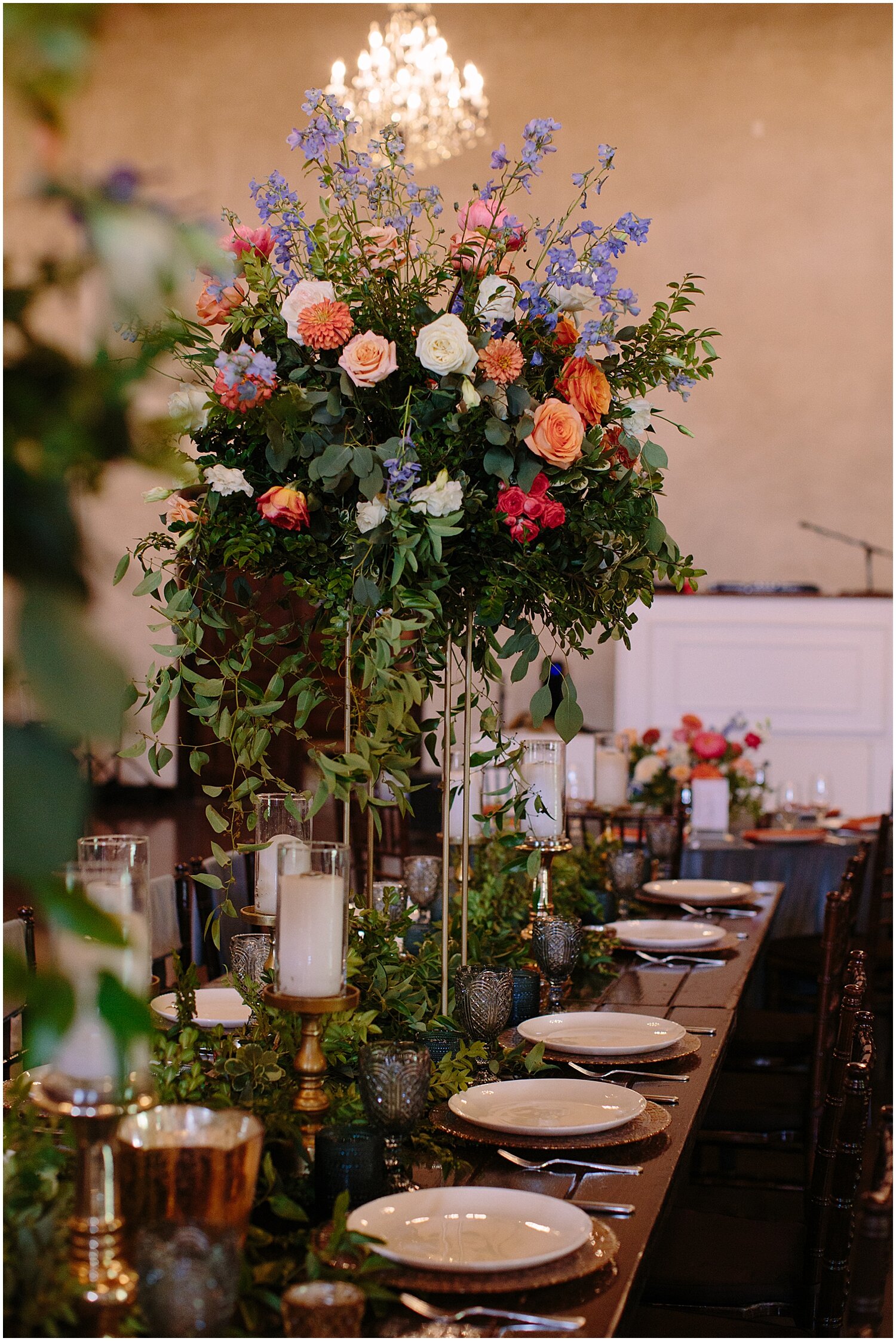  wedding tablescape and tall wedding floral centerpieces 