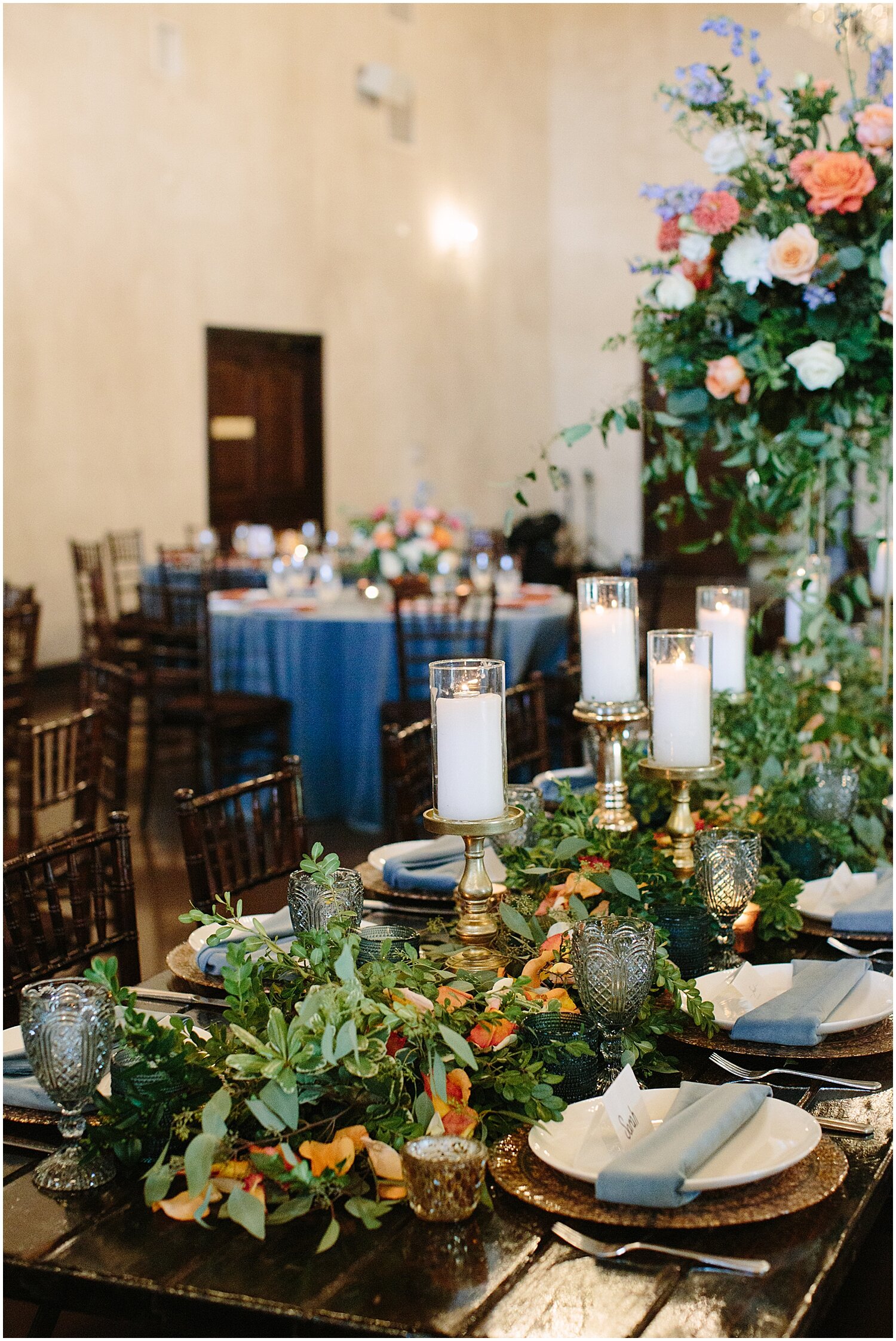  greenery and candlelights for centerpieces 