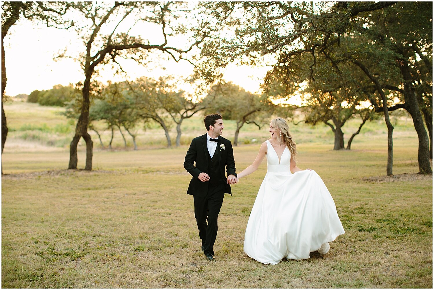  bride and groom during sunset 