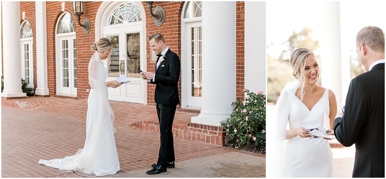  bride and groom saying their vows in private 