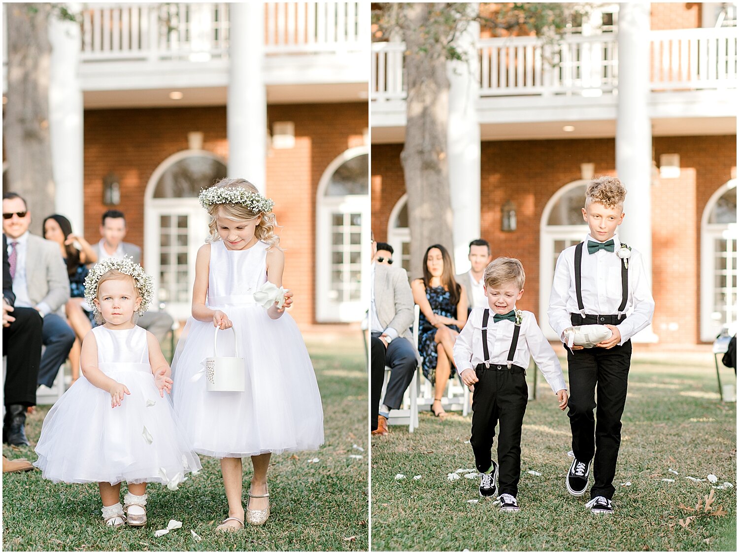  flower girls and ring bearers walking down the aisle 