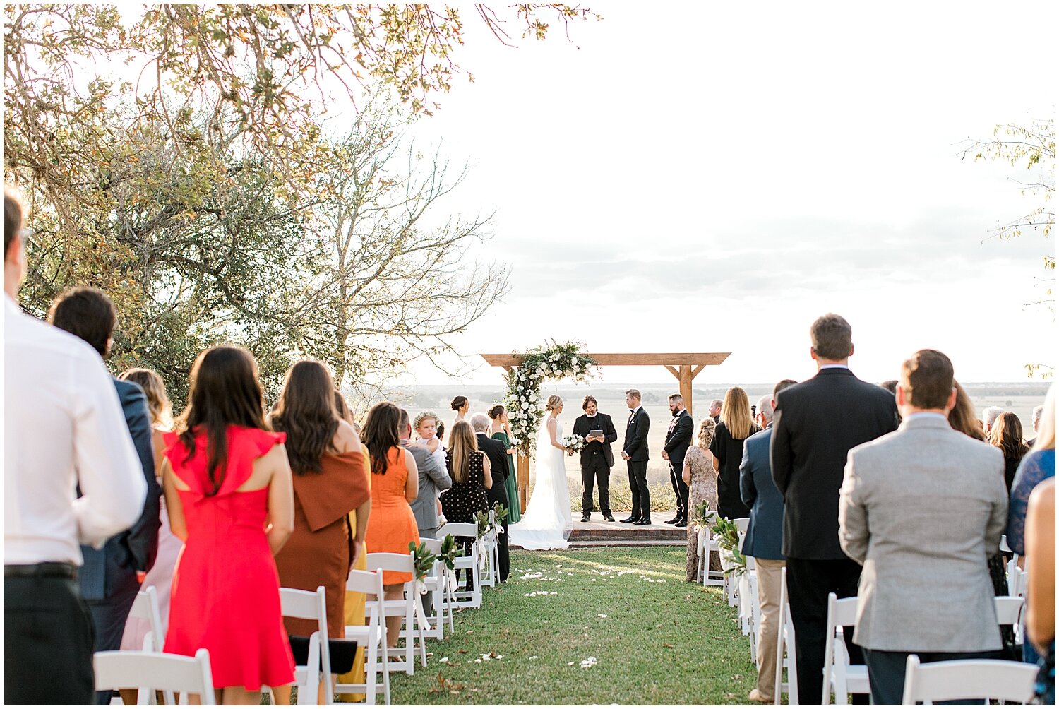  bride and groom at their outdoor wedding ceremony 